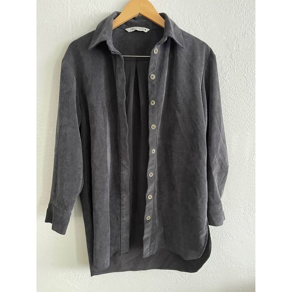 Zara charcoal dark grey corduroy button up shacket (small)